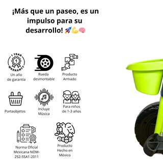 Foto 6 | Triciclo Trex Promeyco Infantil Botón Musical 1 A 3 Años