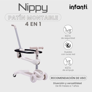 Foto 2 | Infanti Patín - Montable 4 En 1 Nippy Con Barra De Seguridad