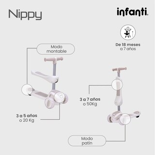 Foto 5 | Infanti Patín - Montable 4 En 1 Nippy Con Barra De Seguridad