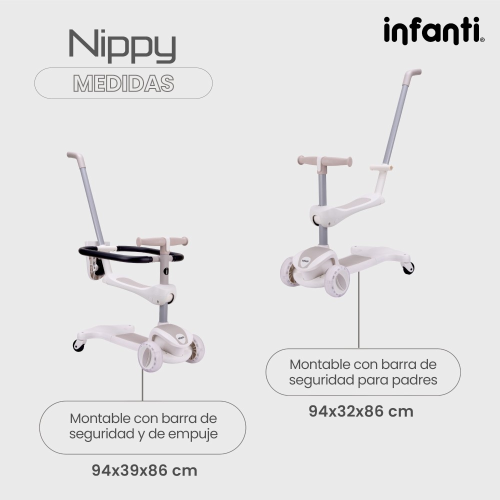 Foto 6 | Infanti Patín - Montable 4 En 1 Nippy Con Barra De Seguridad