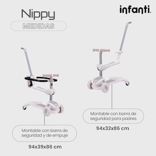 Foto 6 | Infanti Patín - Montable 4 En 1 Nippy Con Barra De Seguridad