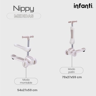 Foto 7 | Infanti Patín - Montable 4 En 1 Nippy Con Barra De Seguridad