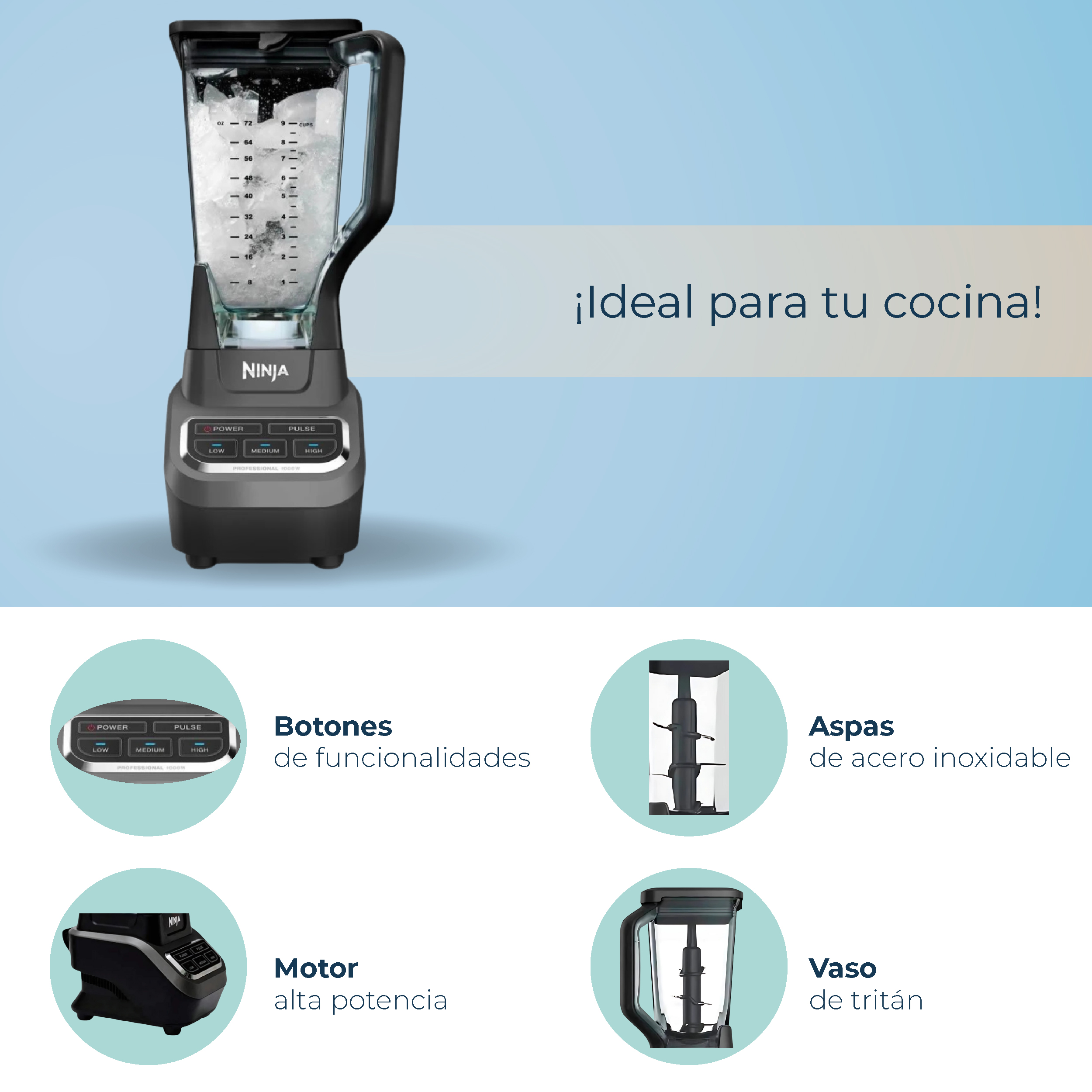 Foto 5 | Licuadora Profesional Ninja Bl610 1000 Watts Reacondicionado