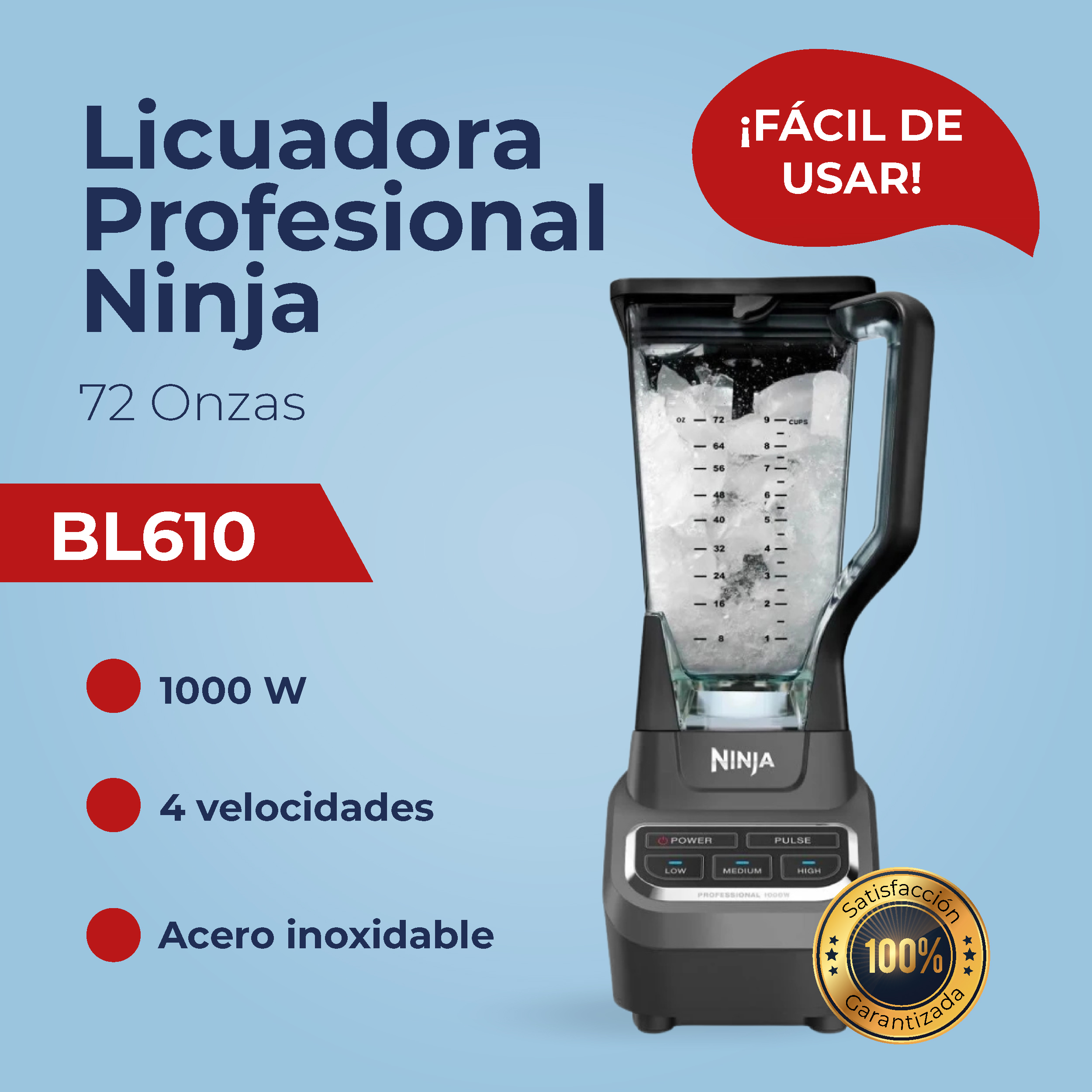 Foto 6 | Licuadora Profesional Ninja Bl610 1000 Watts Reacondicionado