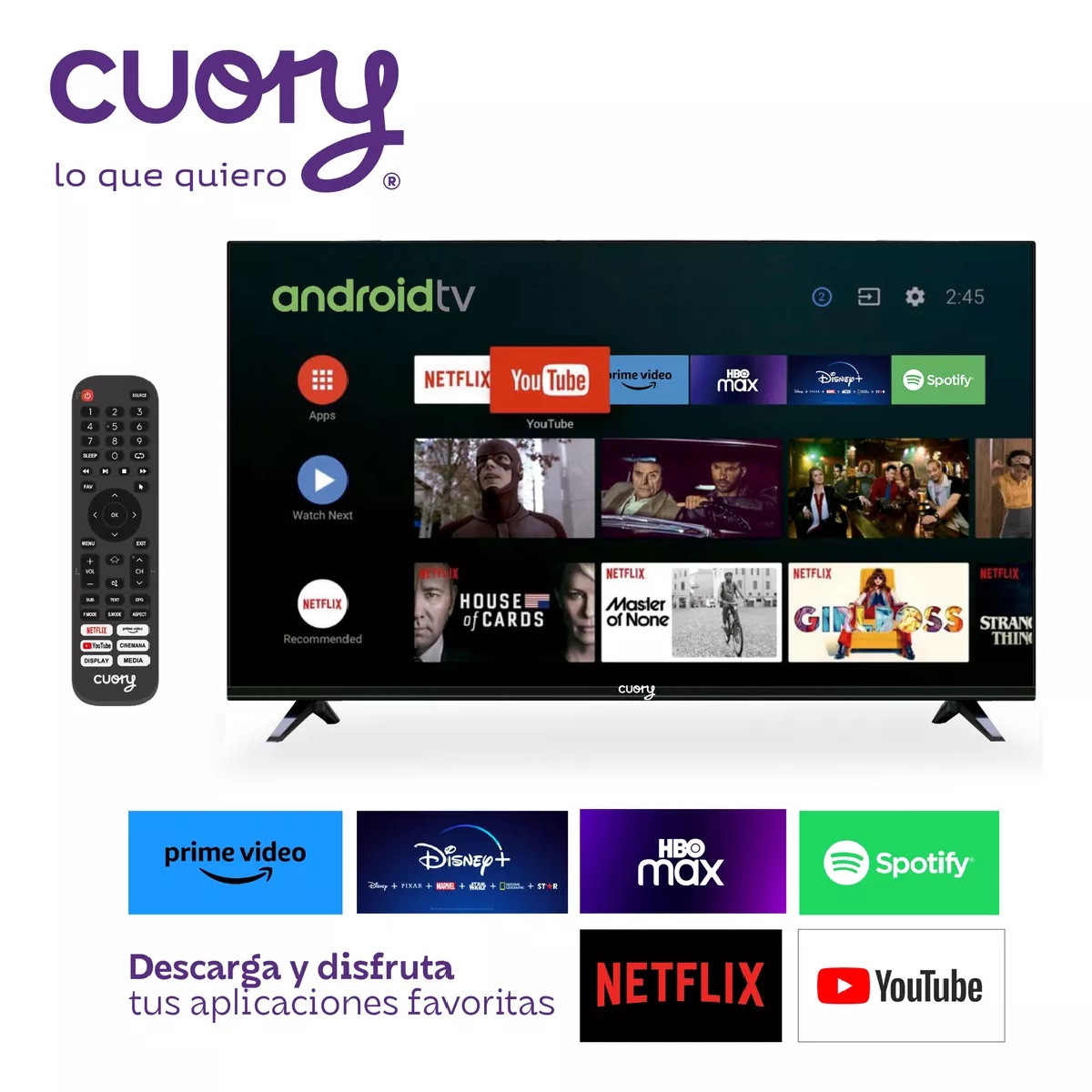 Foto 3 pulgar | Pantalla 43'' Cuory Smart Tv Android Tv Dled Full HD