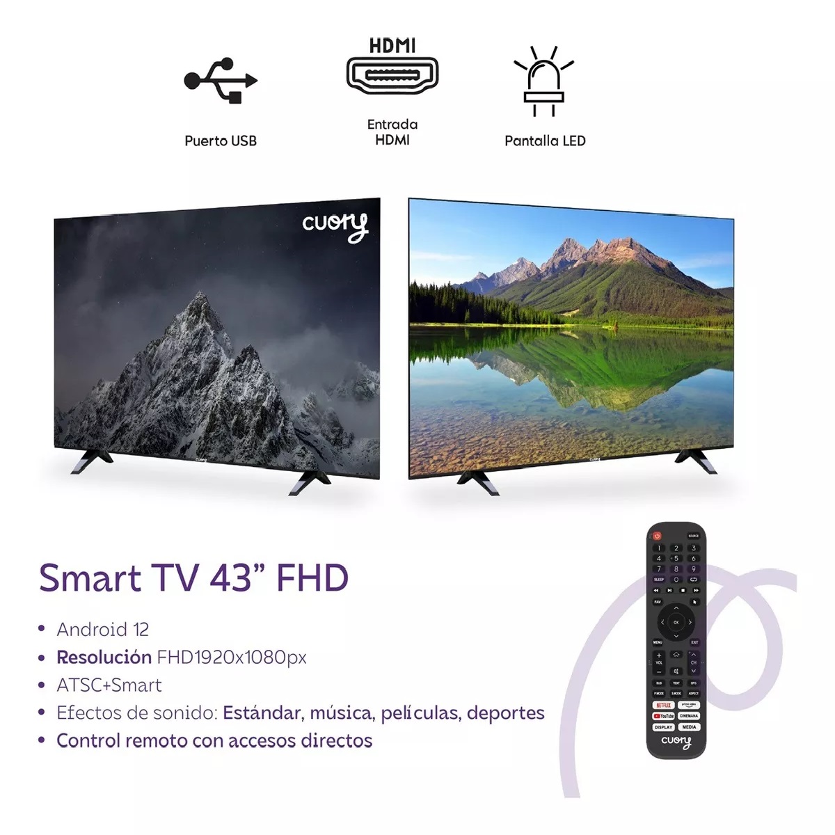 Foto 5 pulgar | Pantalla 43'' Cuory Smart Tv Android Tv Dled Full HD