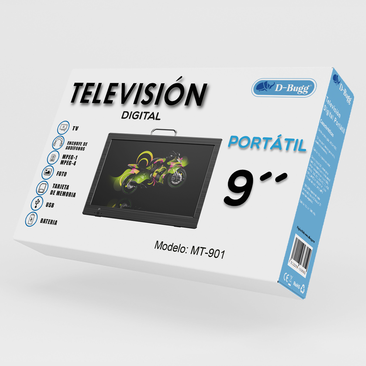 Foto 6 | Televisión Digital Portátil 9 Pulgadas Tv Para Viaje