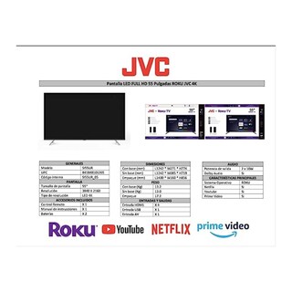 Foto 3 | Pantalla JVC SI55UR color Negro 55 Pulgadas Led Roku TV 4K Ultra HD