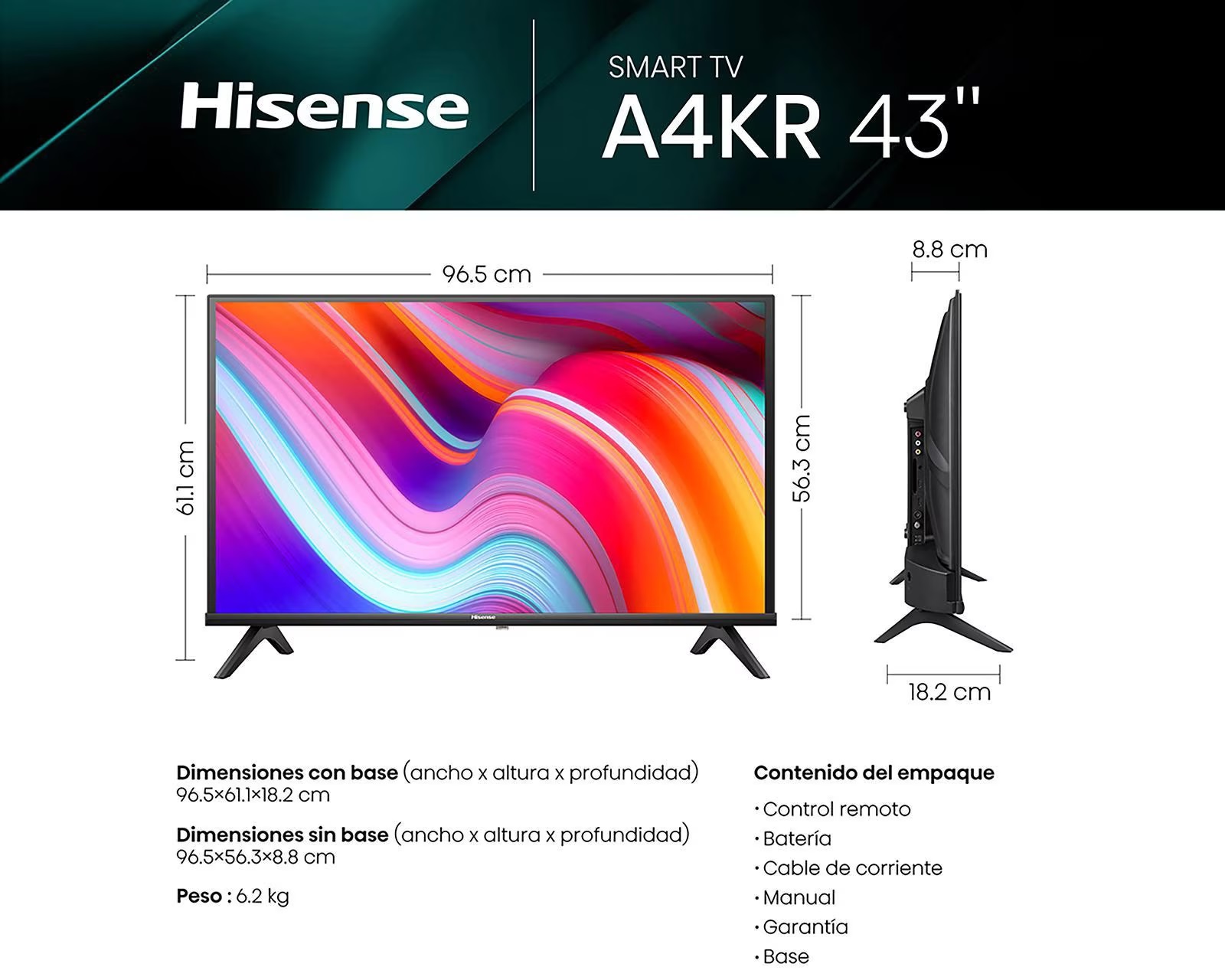 Foto 4 pulgar | Pantalla Hisense Led 43'' Full HD Smart TV 43A4KR