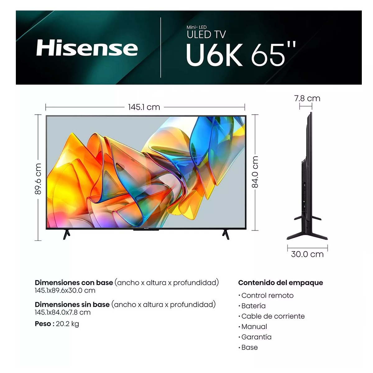 Foto 4 pulgar | Pantalla Hisense 65'' Miniled 4K Smart 65U6K Google TV