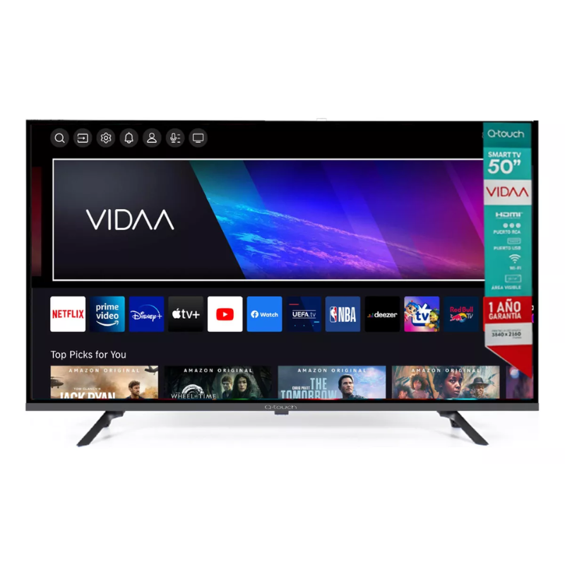 Pantalla Smart Tv Q-touch 50 Led 4k Vidaa Negro