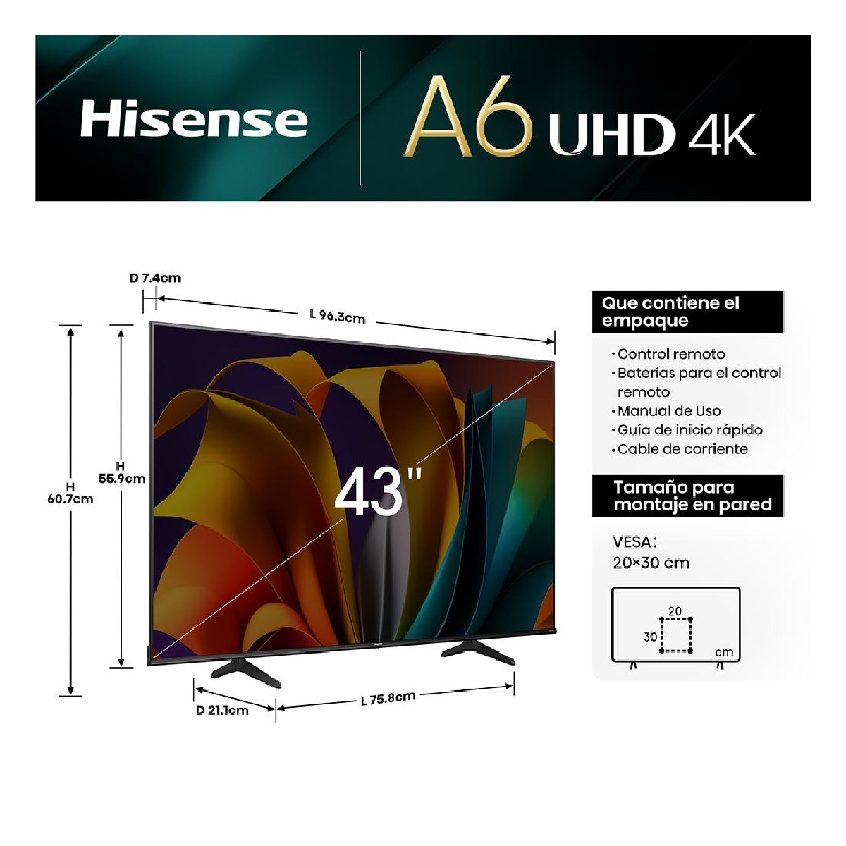 Foto 3 pulgar | Smarttv Pantalla 43'' Hisense 4k Ai Upscaler Vidaa Tv 43a6nv