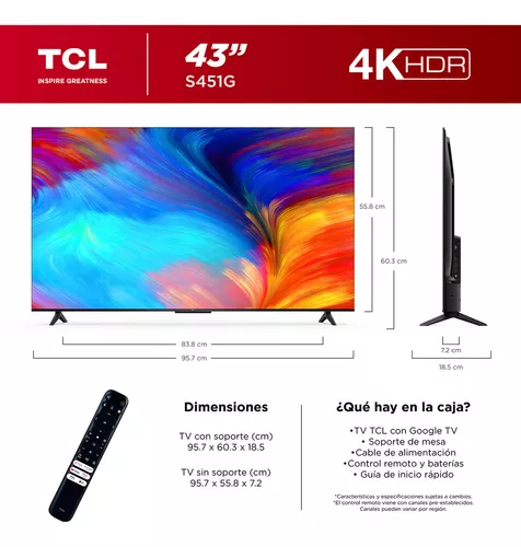 Foto 3 pulgar | Led Tcl 43s451g Smart 4k Uhd Google Tv