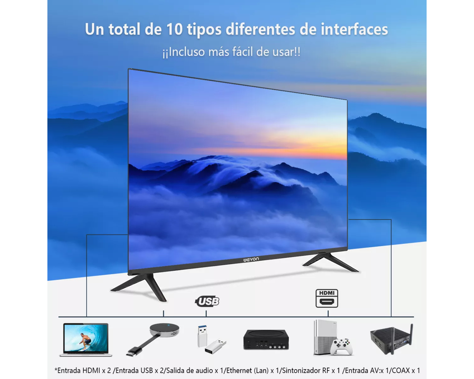 Foto 3 pulgar | Smart Tv Pantalla Weyon 40 Pulgadas Led Full Hd Android Netflix 40wdsnmx 110 - 127 V