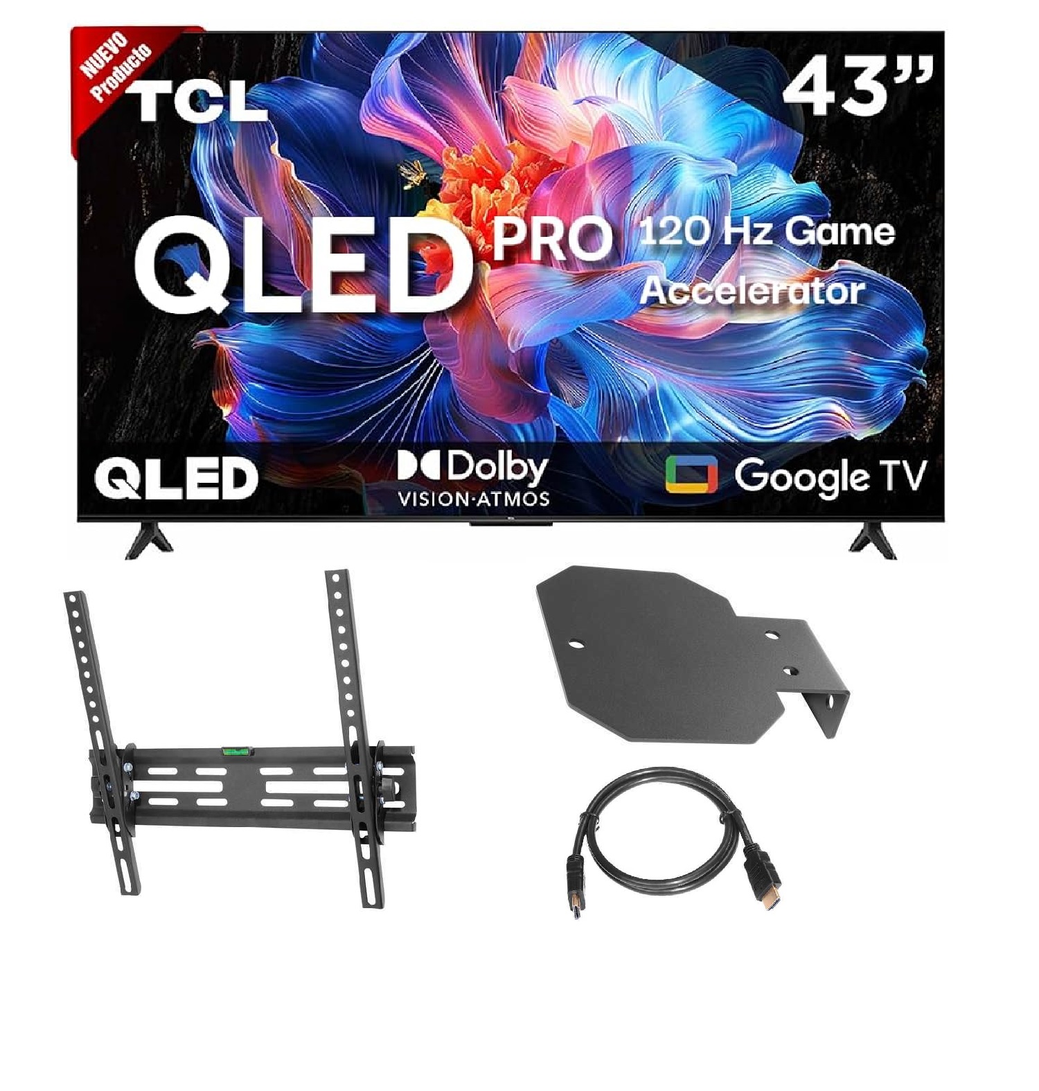 Foto 1 | Pantalla Tcl 43q5k 4k Smart Qled Google Tv 43 Pulgadas + Soporte Peerless Tvt-2256 con Inclinación