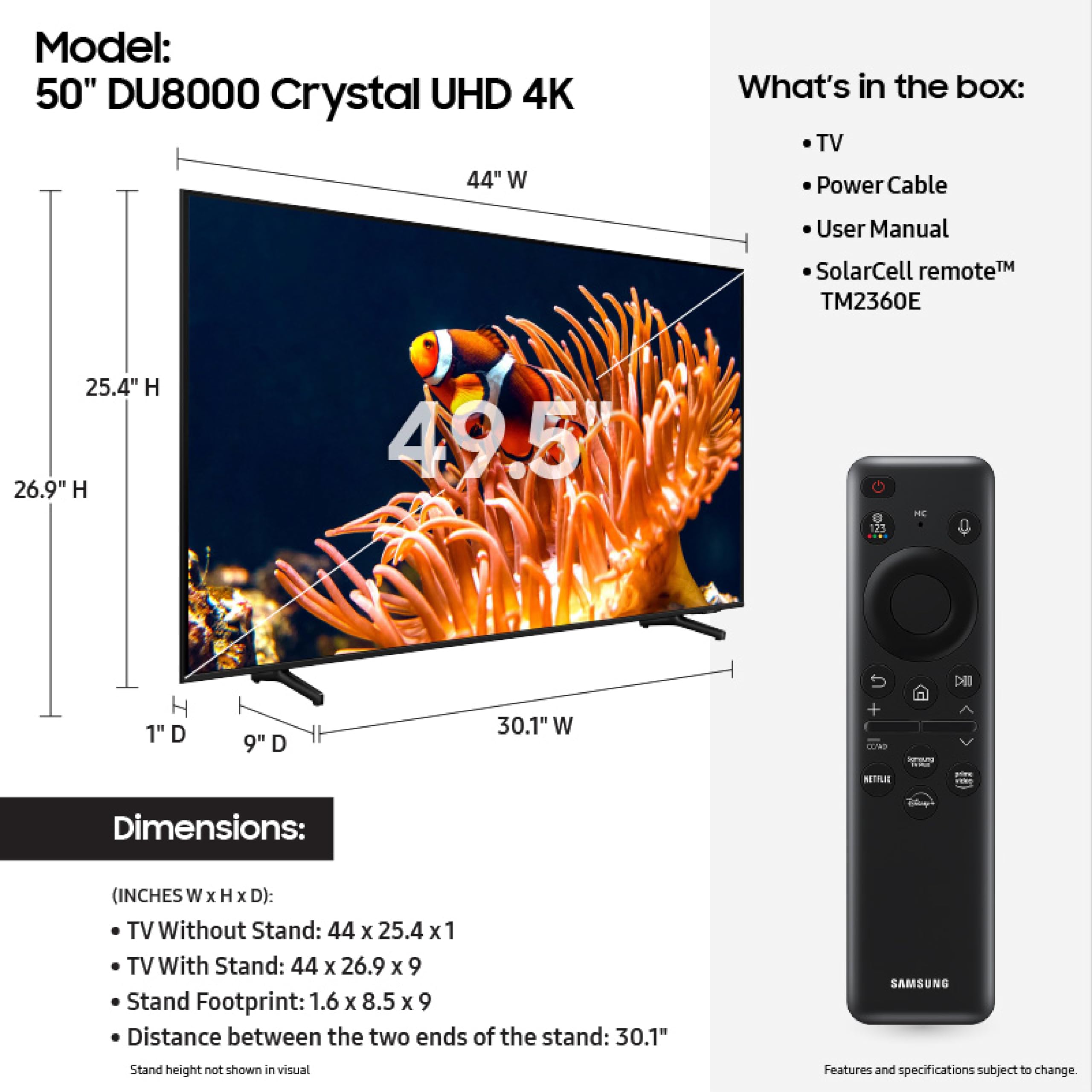 Foto 3 pulgar | Televisor Inteligente Samsung 4k Crystal Uhd Du8000 De 50 Pulgadas Con Alexa - Venta Internacional.