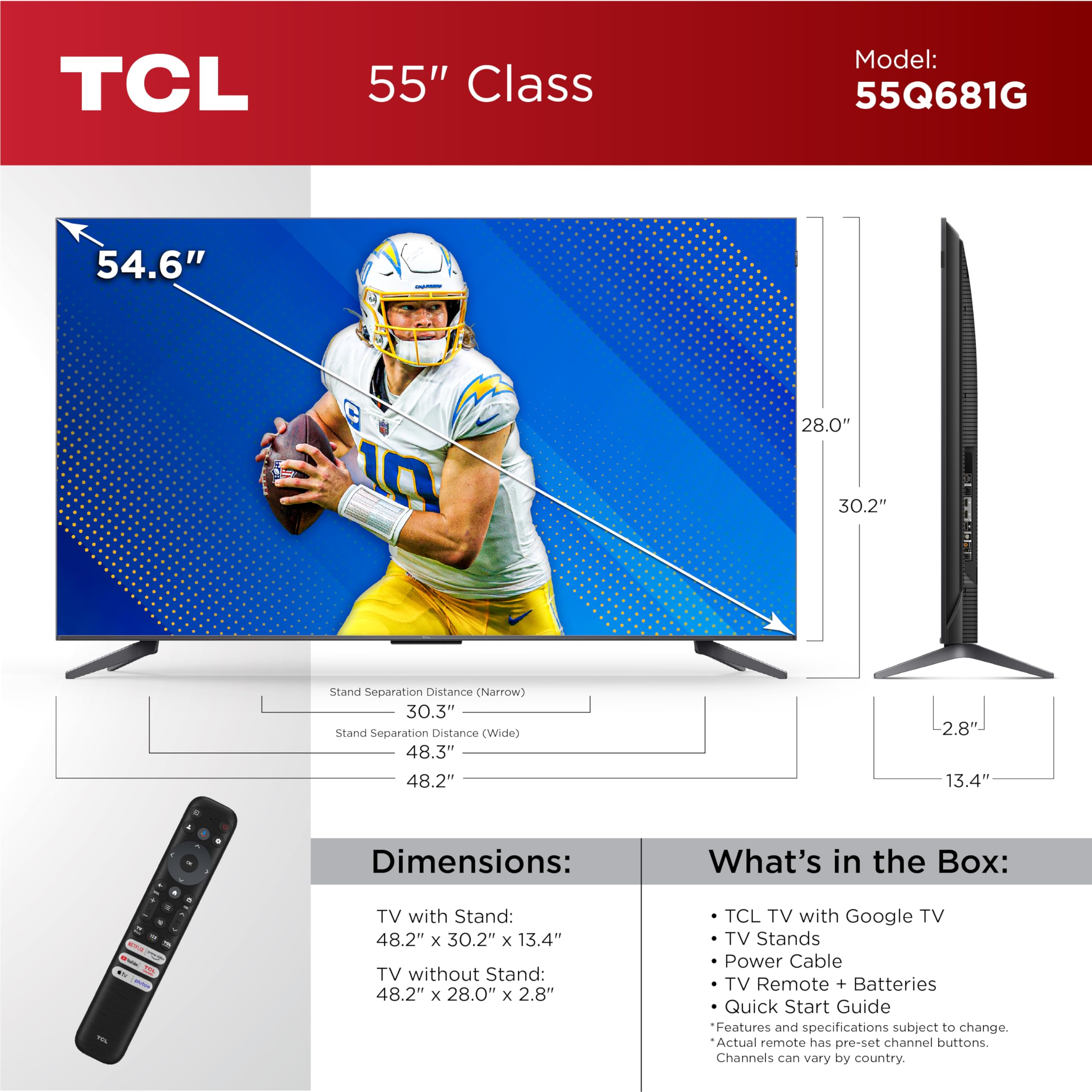 Foto 3 pulgar | Televisor Inteligente Tcl 55q681g Q68 Qled Pro 4k Uhd De 55 Pulgadas Con Google Tv - Venta Internacional.