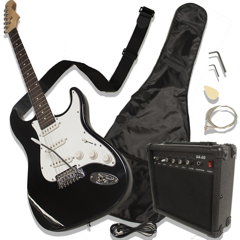 Guitarra Eléctrica Stratocaster con Amplificador Audiotek Mkz-Atguitarneg color Negro