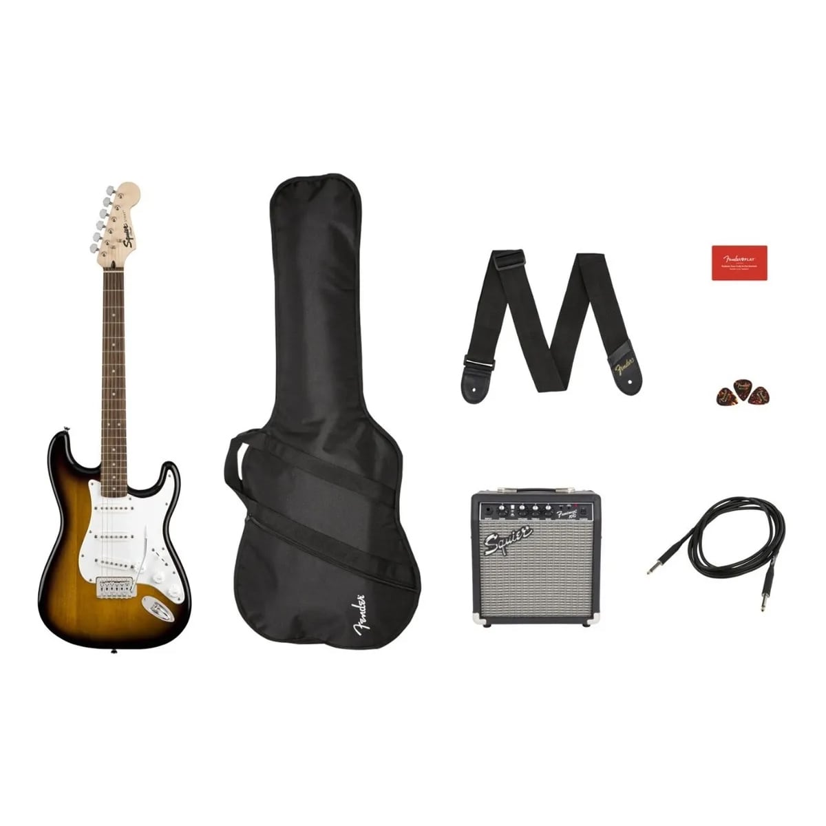 Paquete Guitarra Eléctrica Fender Squier Stratocaster Sombreada Multicolor $7,371