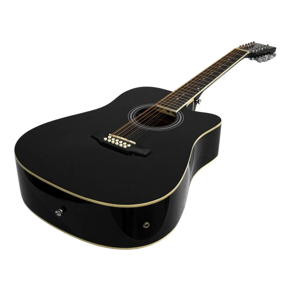 Guitarra Segovia Sgc12Bk color Negro Docerola Texana Electroacústica de 12 Cuerdas