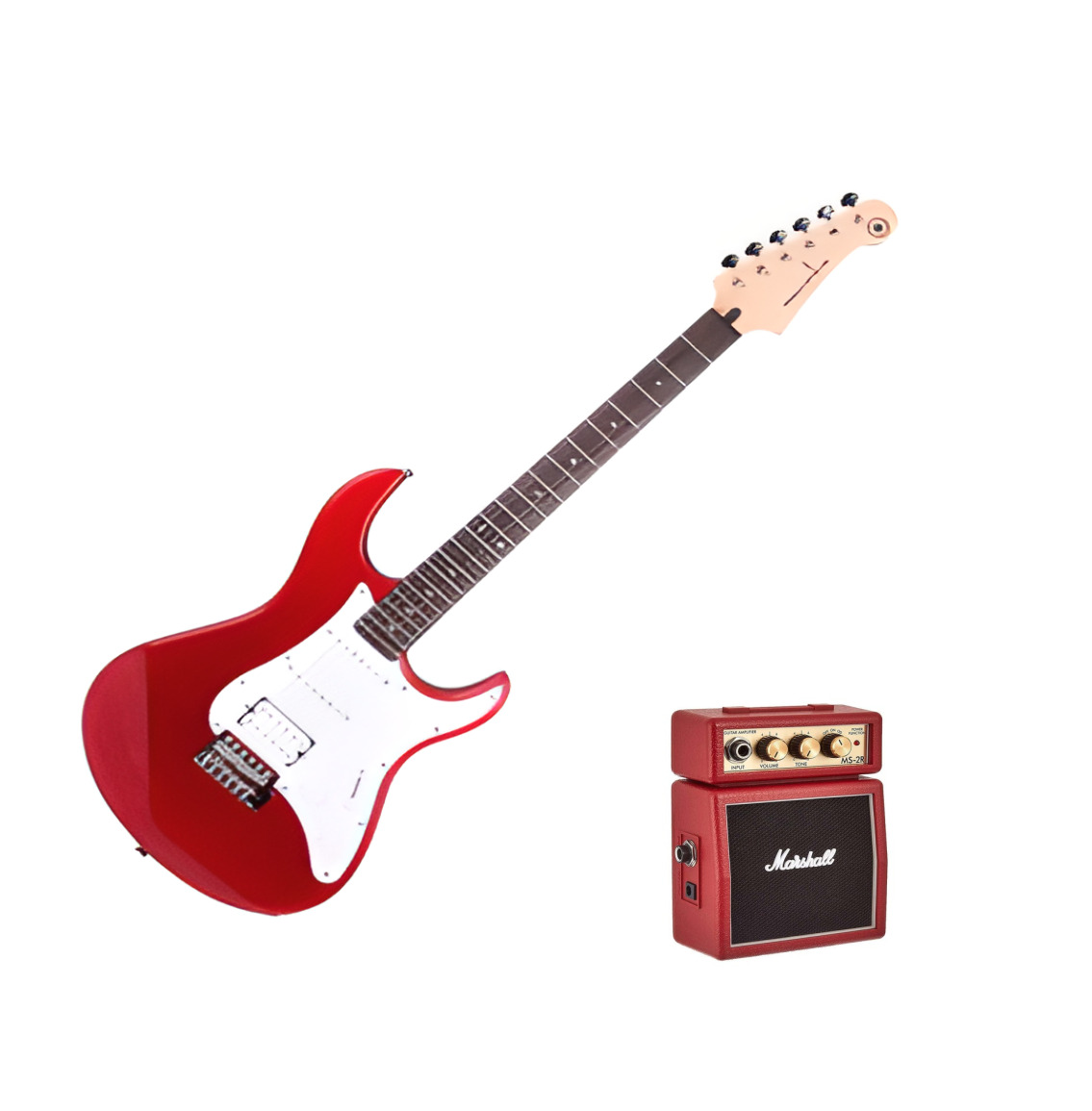 Guitarra Eléctrica Yamaha color Rojo con Amplificador Marshall de 1watt