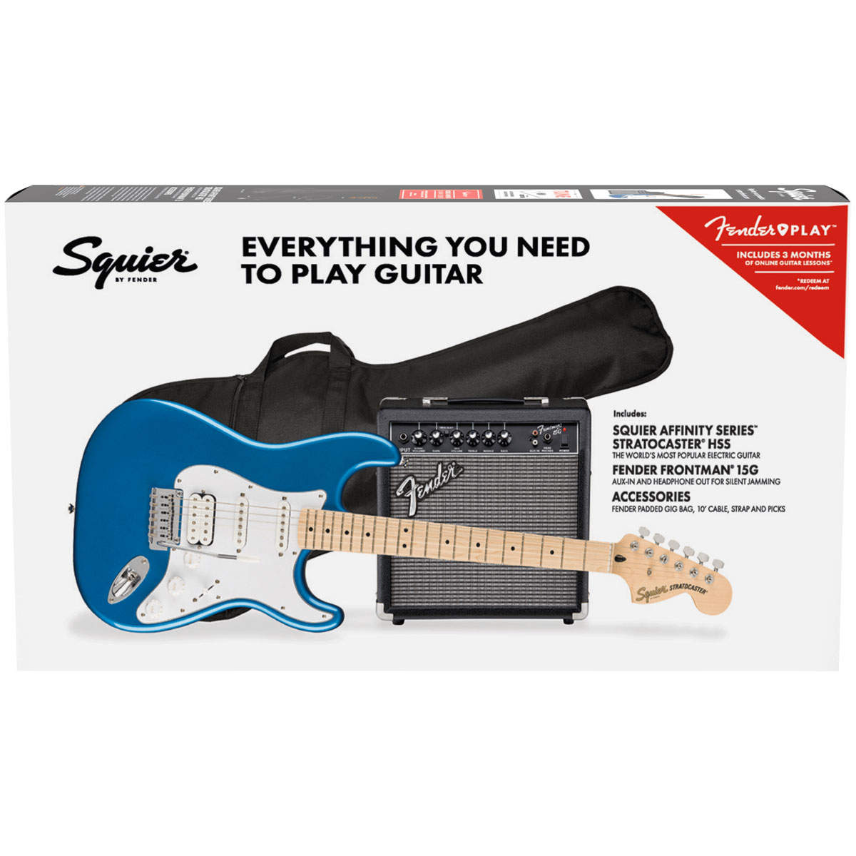 Foto 3 pulgar | Paquete de Guitarra Eléctrica Fender color Azul Squier Affinity Series Stratocaster Hss Pack