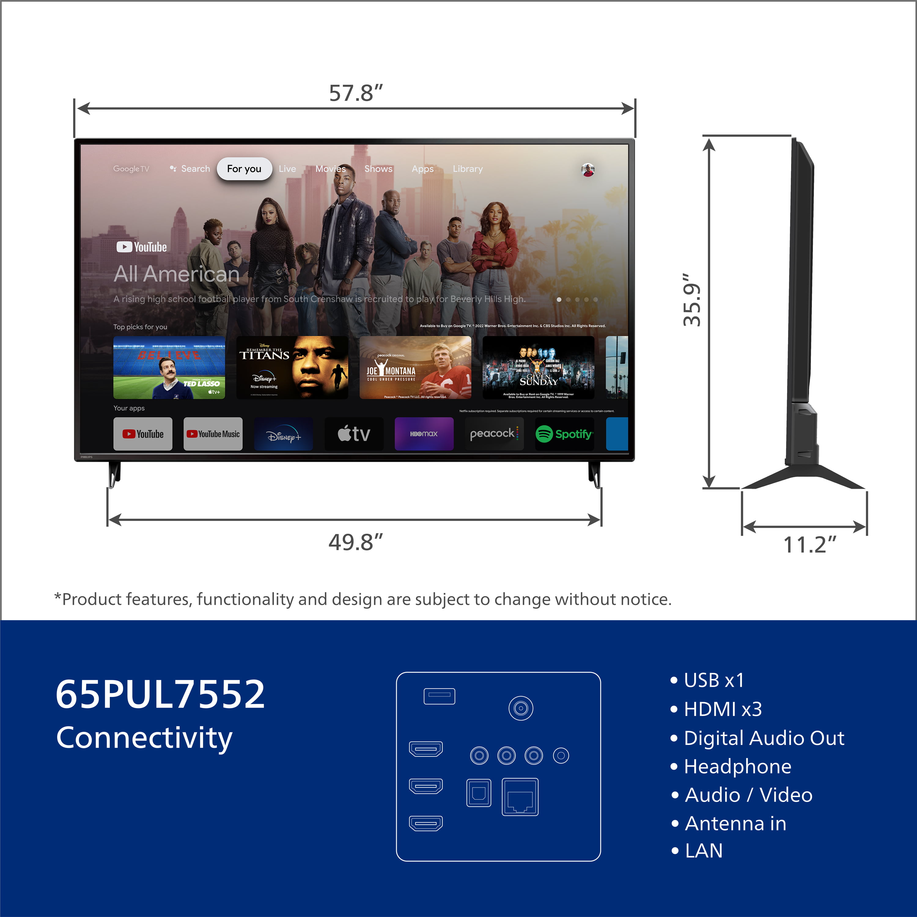 Foto 6 pulgar | Tv  Smart Led Philips 65pul7552/f7 65'' Class 4k 2160p)