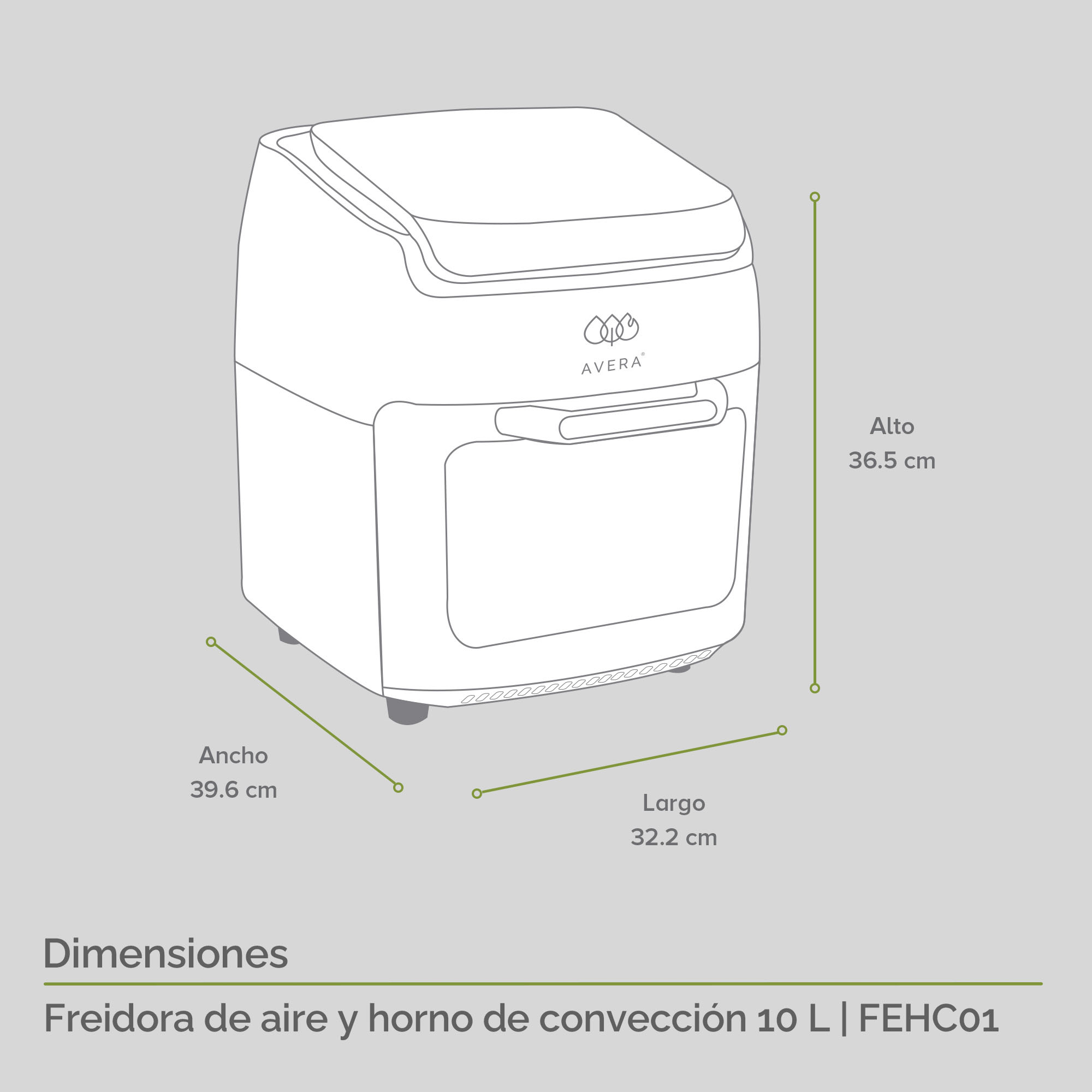 Foto 3 | Horno y Freidora de Aire Avera FEHC01 10 Litros Multifunción color Negro