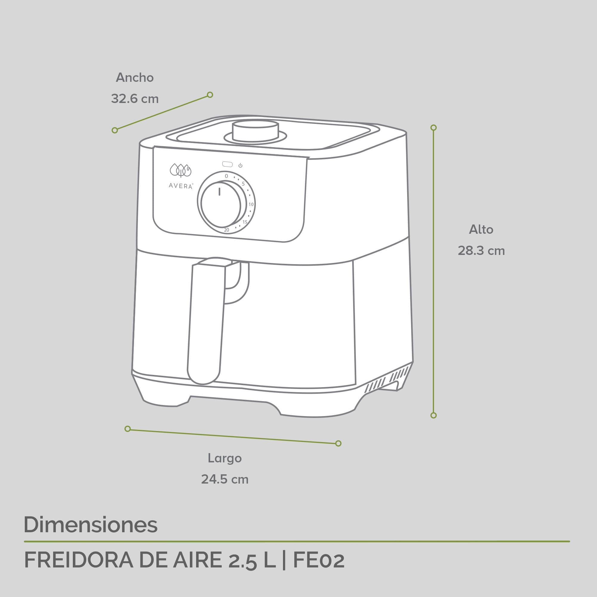 Freidora De Aire Avera FE02 2.5 Litros Color Negro | Coppel.com