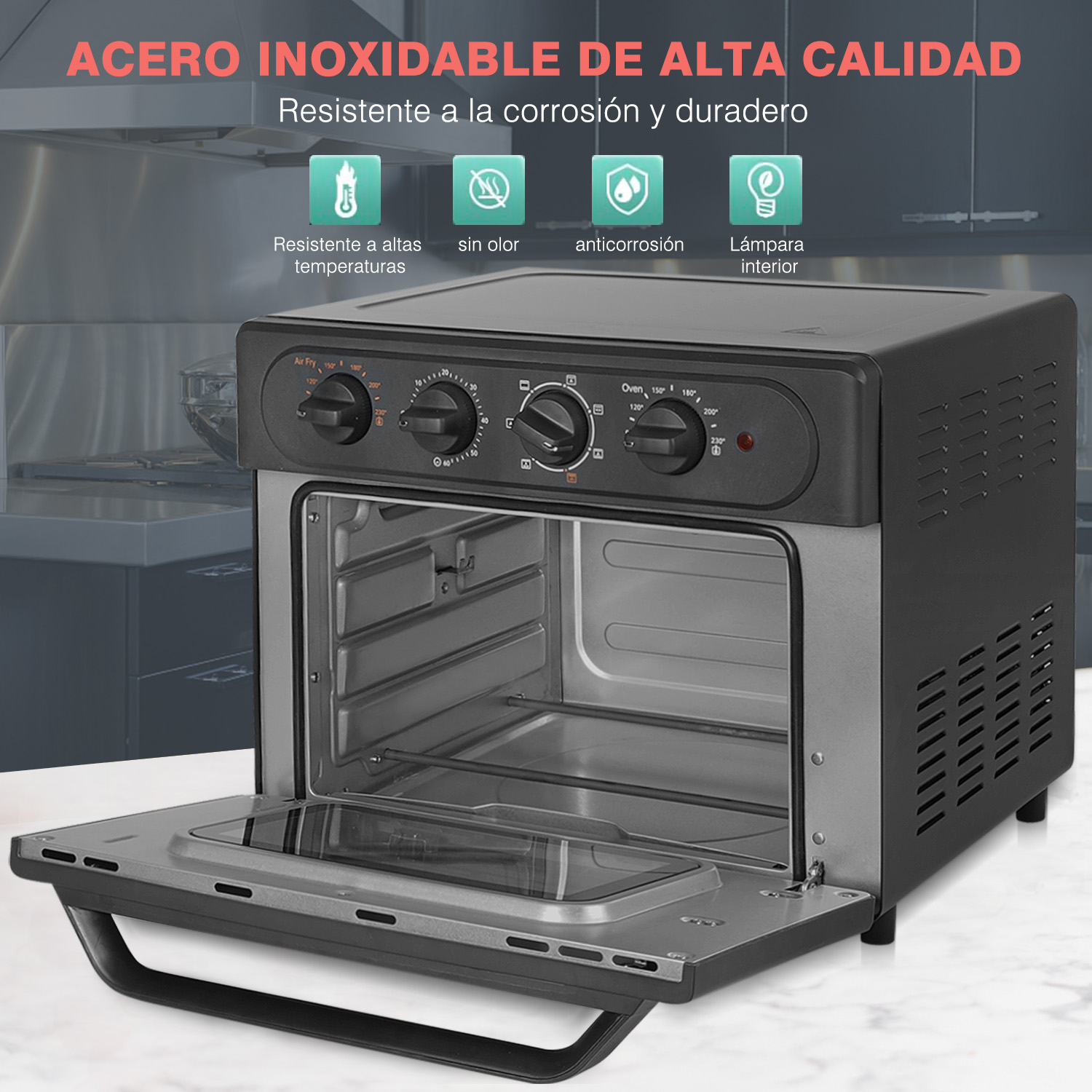 Foto 4 pulgar | Freidor de Aire más Horno Sangkee K100068T color Negro de 23 L con 2 Modos