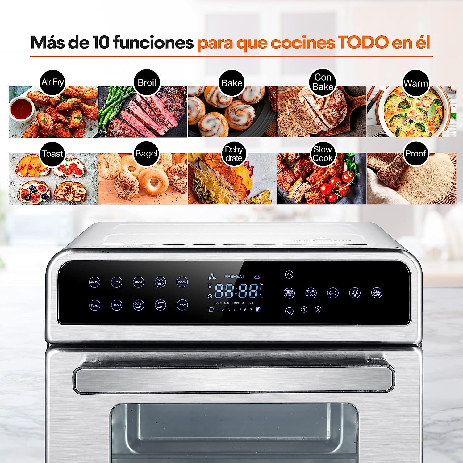 Foto 6 pulgar | Horno Freidora de Aire Masterchef Smart-cook 20l Touch Acero
