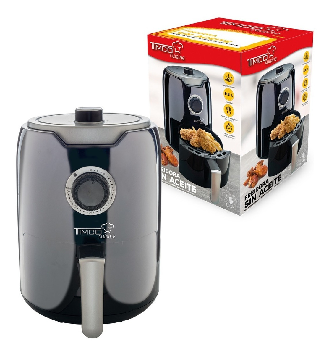 Freidora De Aire Electrica De 2.5 L Cocina Sin Aceite Timco