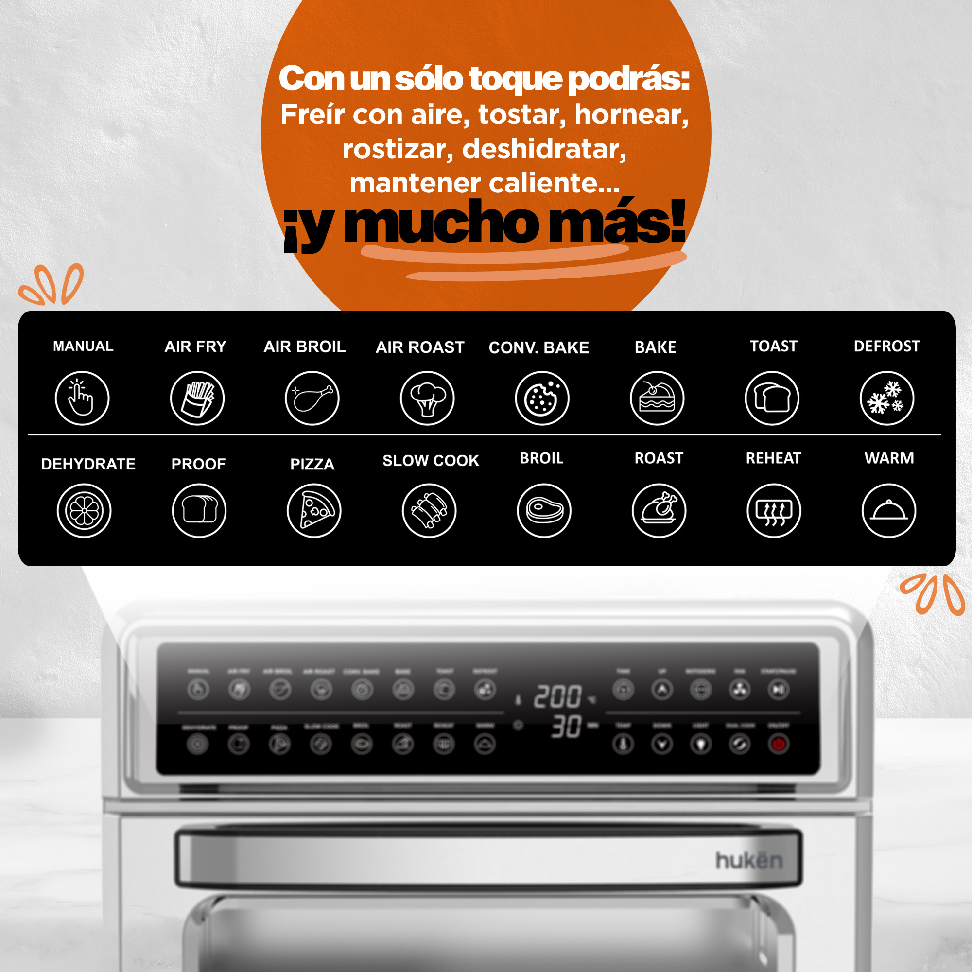 Foto 7 pulgar | Horno Freidora de Aire Masterchef de Acero Inoxidable