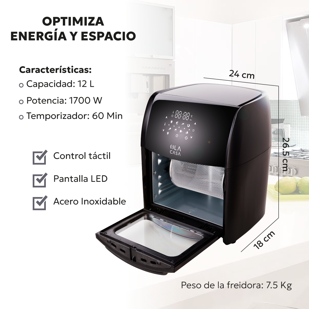 Foto 3 | Freidora de Aire Ola Casa 12l