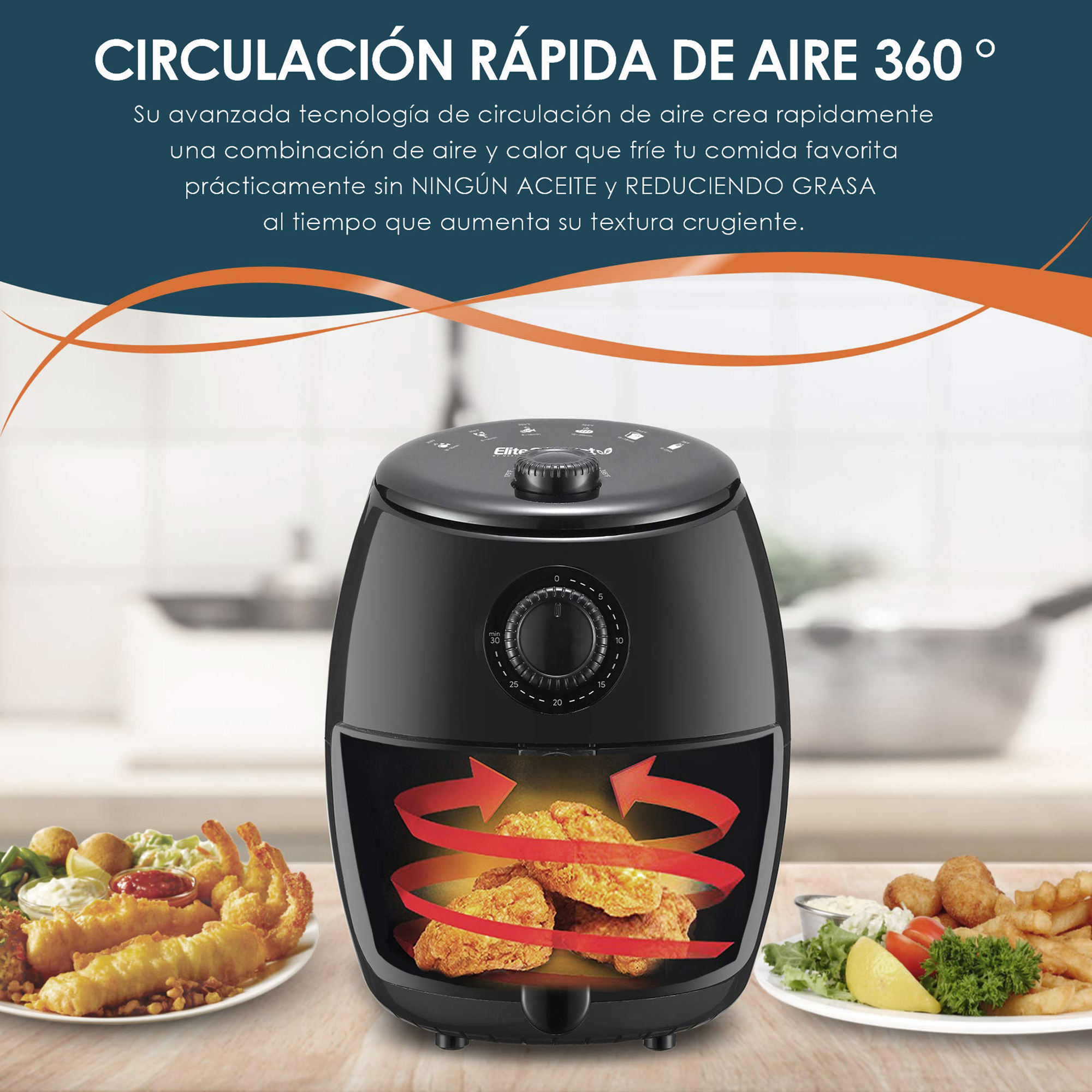 Foto 4 | Freidora de Aire Elite Gourmet Negro