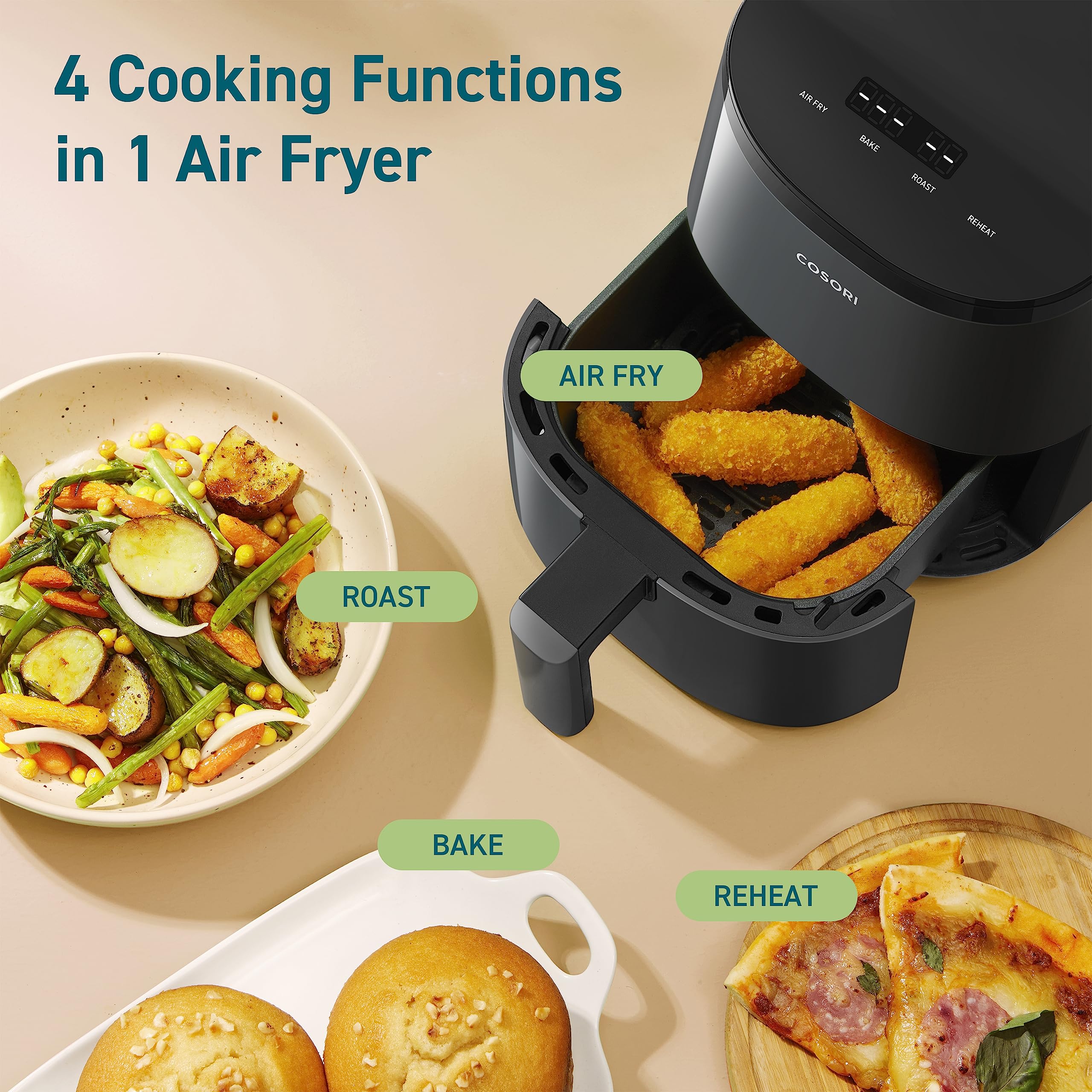 Foto 4 pulgar | Air Fryer Cosori Mini, 2.1 L, 4 En 1, Horneado Y Asado Recalentado, Gris - Venta Internacional.