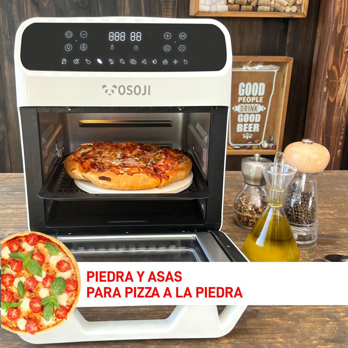 Foto 6 pulgar | Freidora De Aire Digital Y Horno De Pizza 12 Lts Air Fryer Blanco Funciones De Cocción, Rostizador Pantalla Táctil