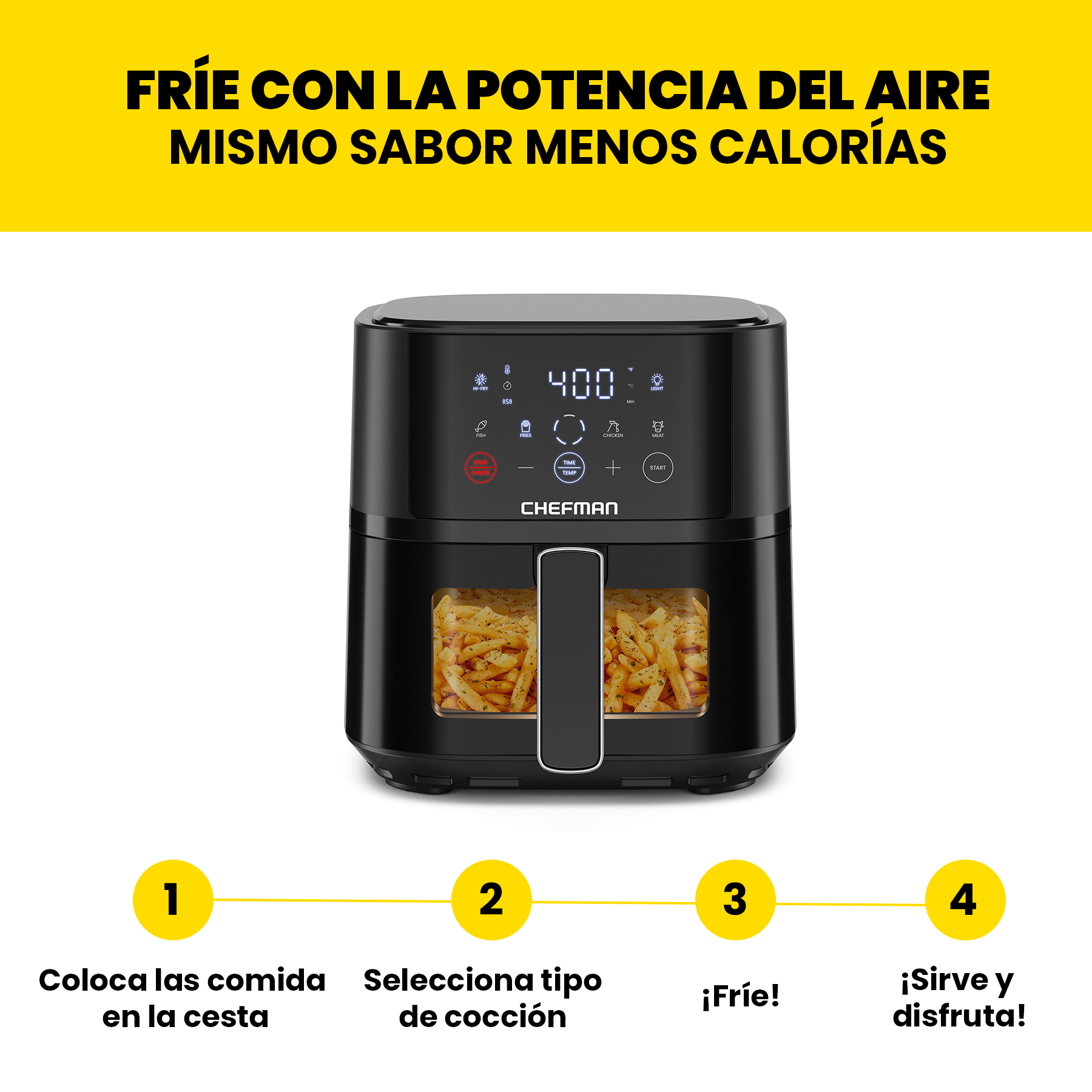 Foto 9 pulgar | Freidora de Aire Chefman Negra de 3.7 L