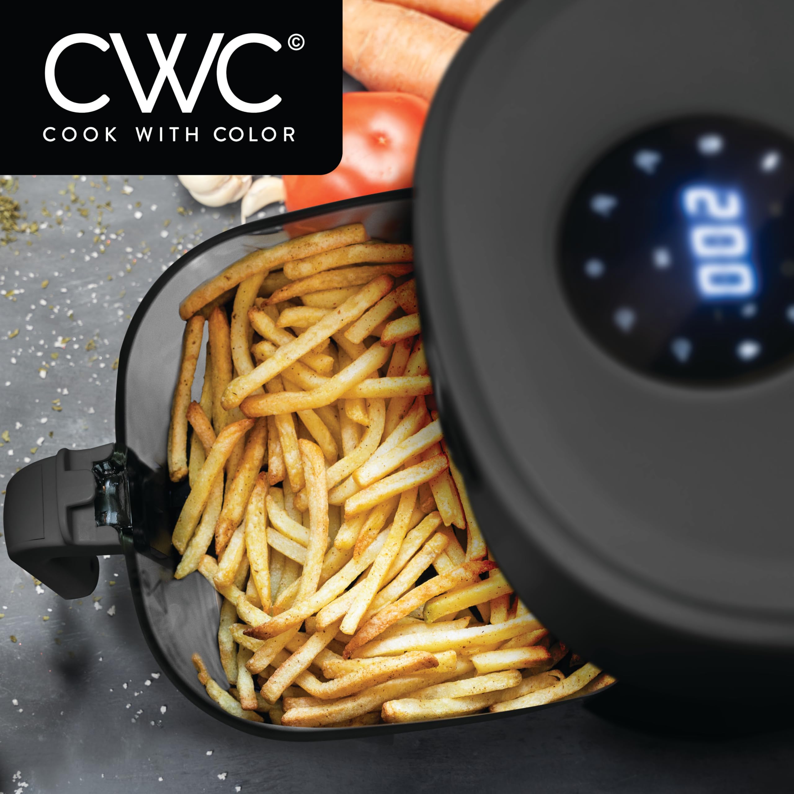Foto 6 pulgar | Air Fryer Cook With Color - Cesta De Cristal (1200 W, 4 Cuartos De Galón), Color Negro - Venta Internacional.