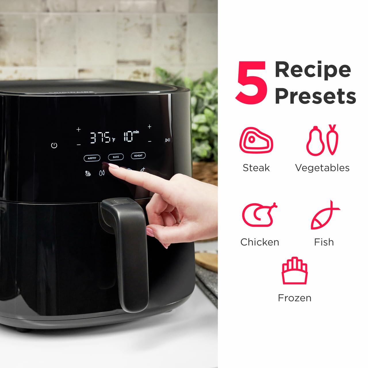 Foto 6 pulgar | Air Fryer Frigidaire 3 En 1, 5.3 L, 5 Recetas Preprogramadas - Venta Internacional.