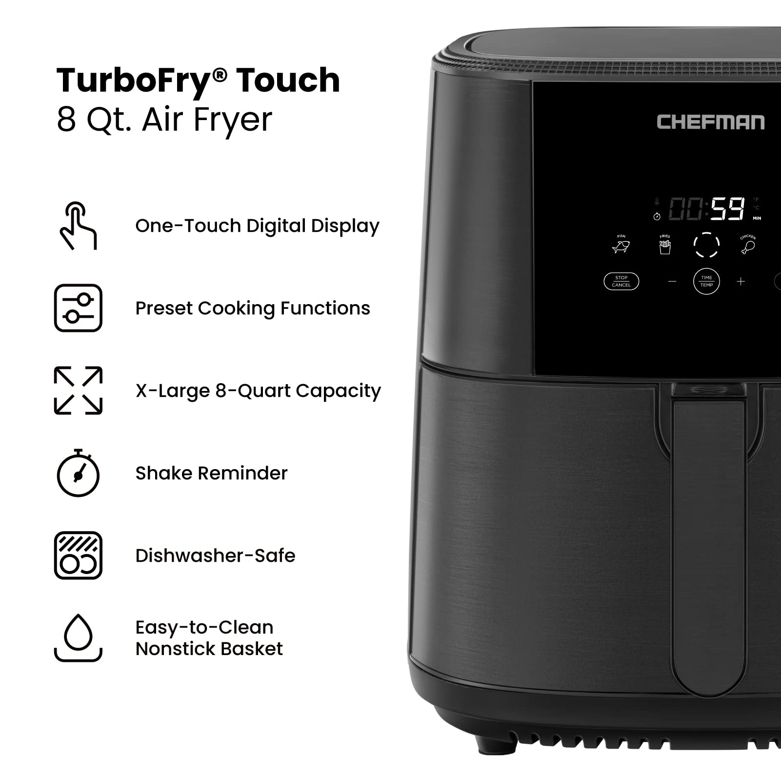 Foto 7 pulgar | Air Fryer Chefman Turbofry Touch - Venta Internacional