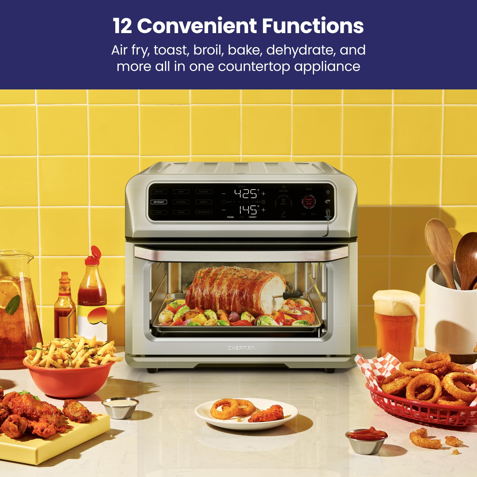 Foto 4 pulgar | Horno Tostador Air Fryer Chefman 20qt de Acero Inoxidable 12 en 1 - Venta Internacional