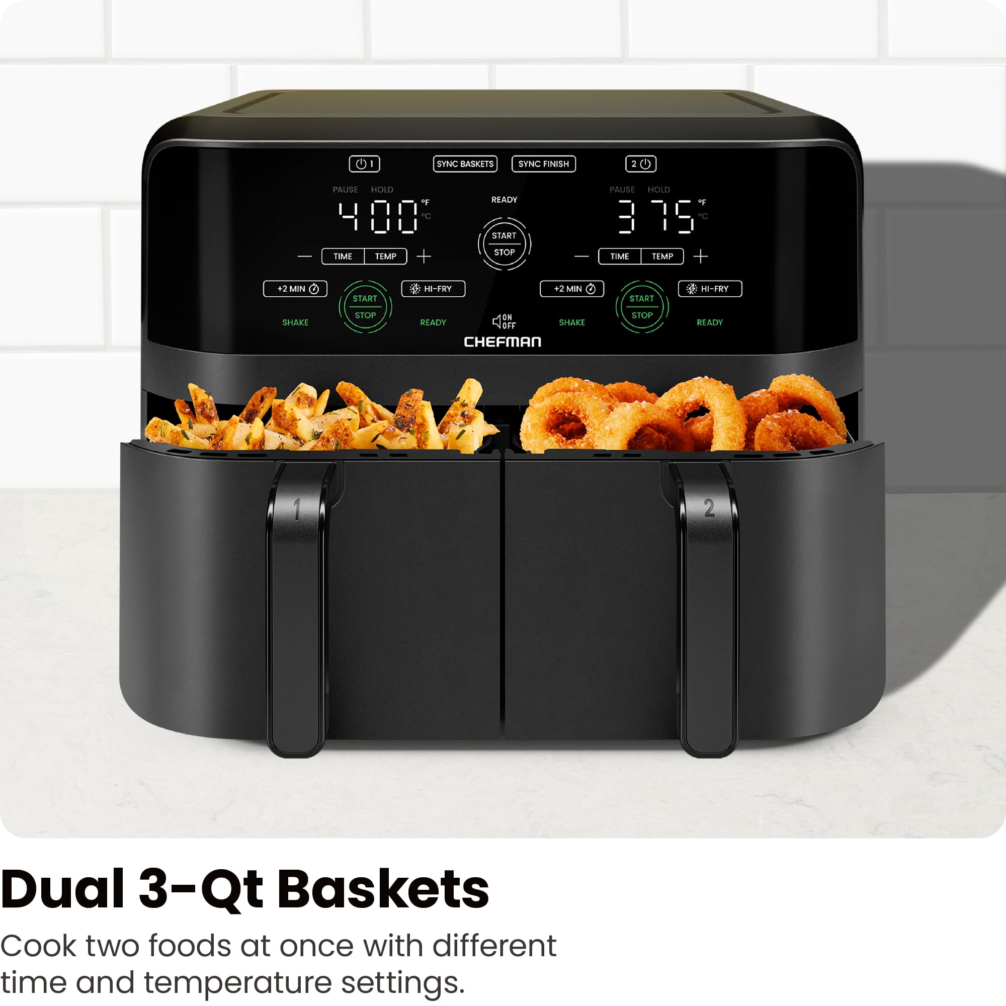 Foto 4 | Freidora de Aire Chefman Dual Basket de 6 L-Venta Internacional