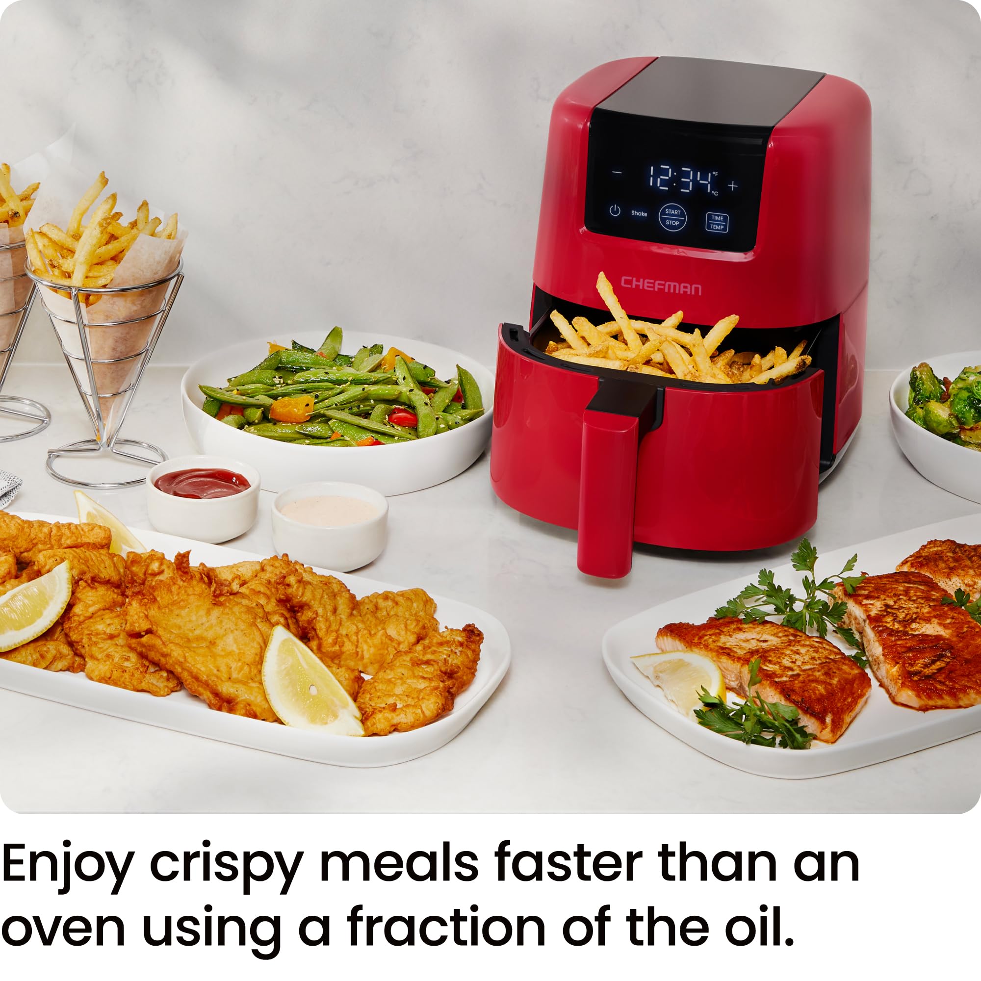 Foto 3 pulgar | Air Fryer Chefman Digital Compacta 2 Litros Roja - Venta Internacional