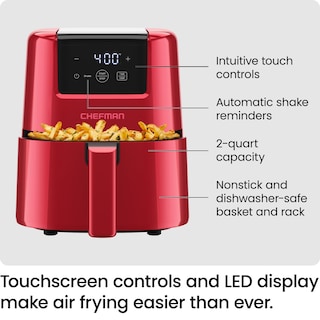 Foto 3 | Air Fryer Chefman Digital Compacta 2 Litros Roja - Venta Internacional