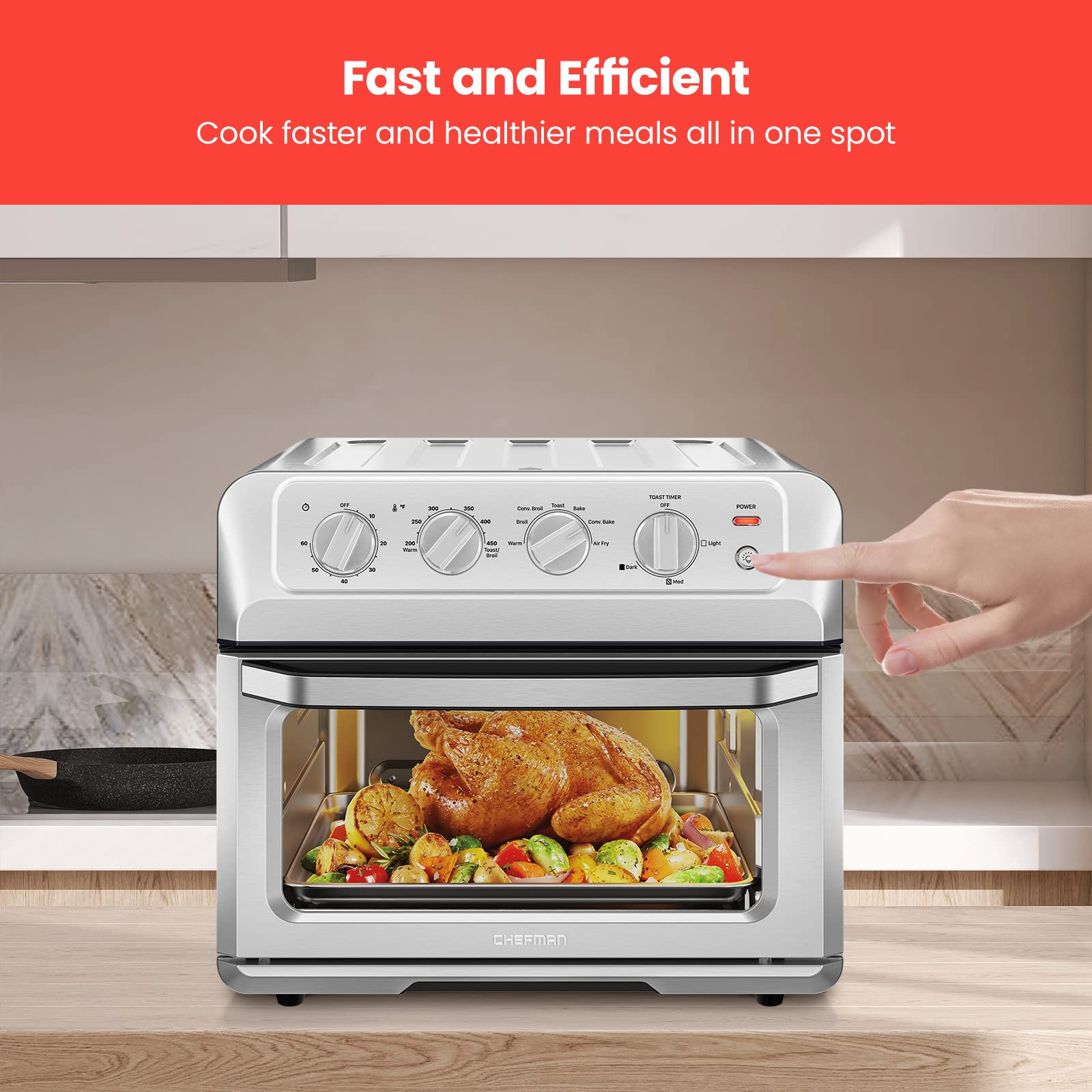 Foto 4 | Horno Tostador Air Fryer Chefman 7 en 1 Acero Inoxidable por Convección 20 L - Venta Internacional