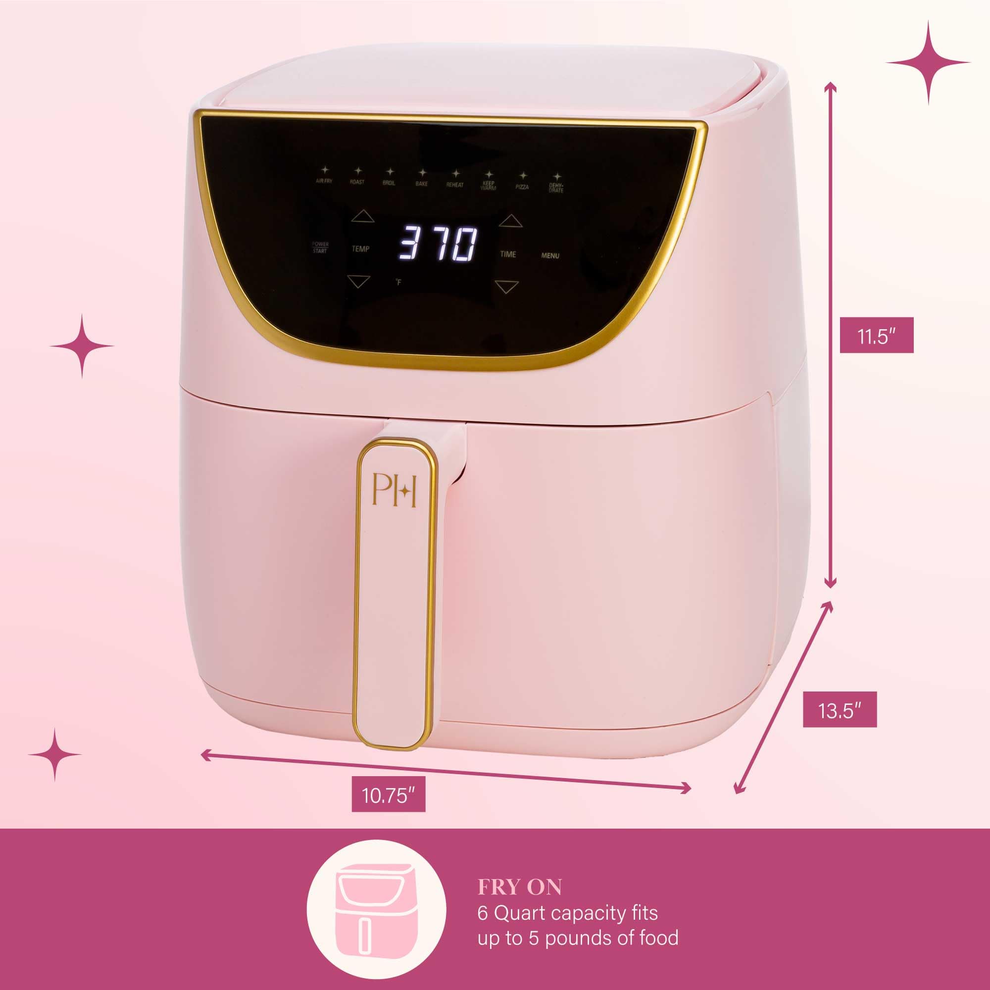 Foto 6 pulgar | Air Fryer Paris Hilton, Grande, Con Capacidad Para 6 Cuartos De Galón, Rosa, 8 En 1 - Venta Internacional.