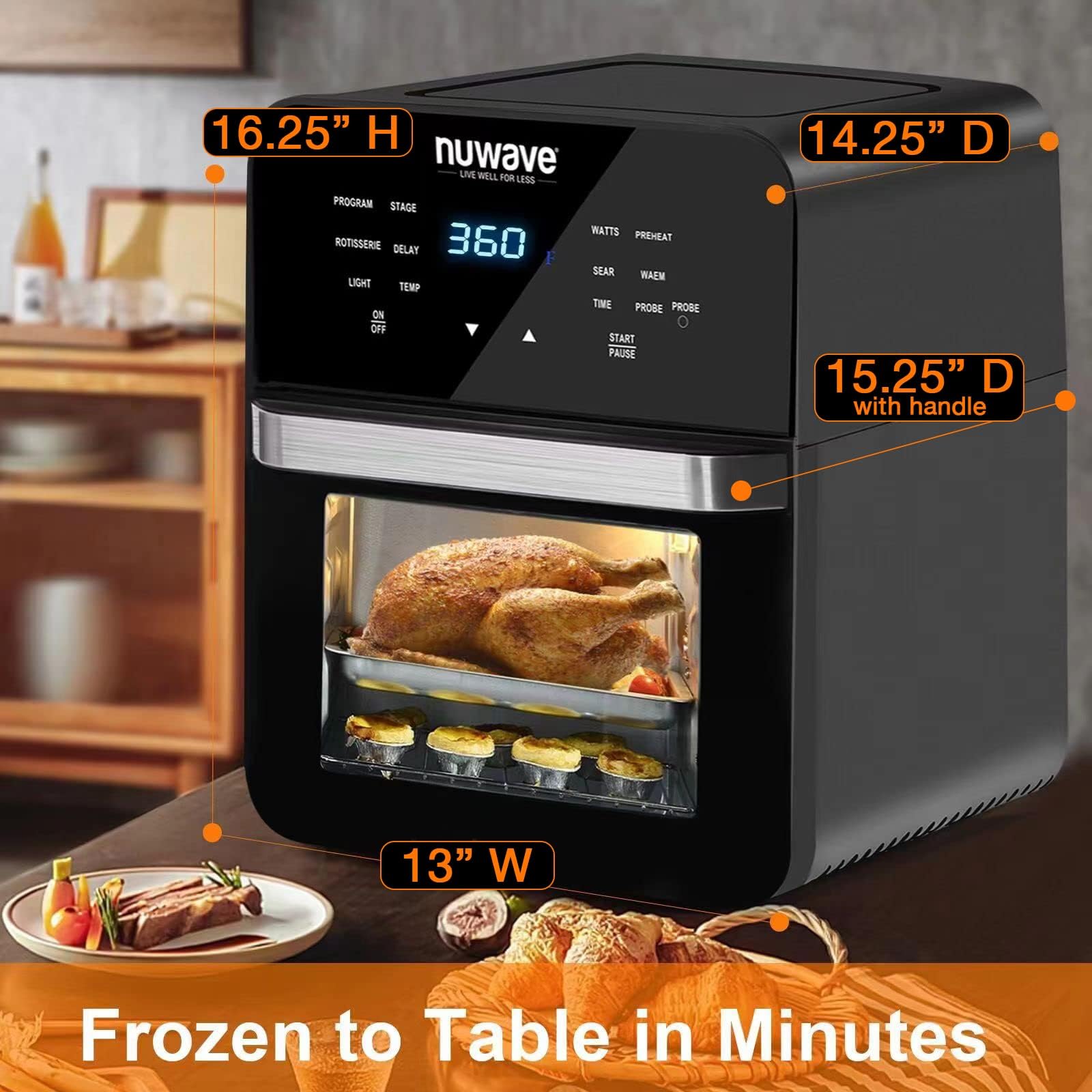 Foto 7 pulgar | Horno Asador Air Fryer Nuwave Brio De 15.5 Cuartos De Galón, Familia Xl - Venta Internacional.