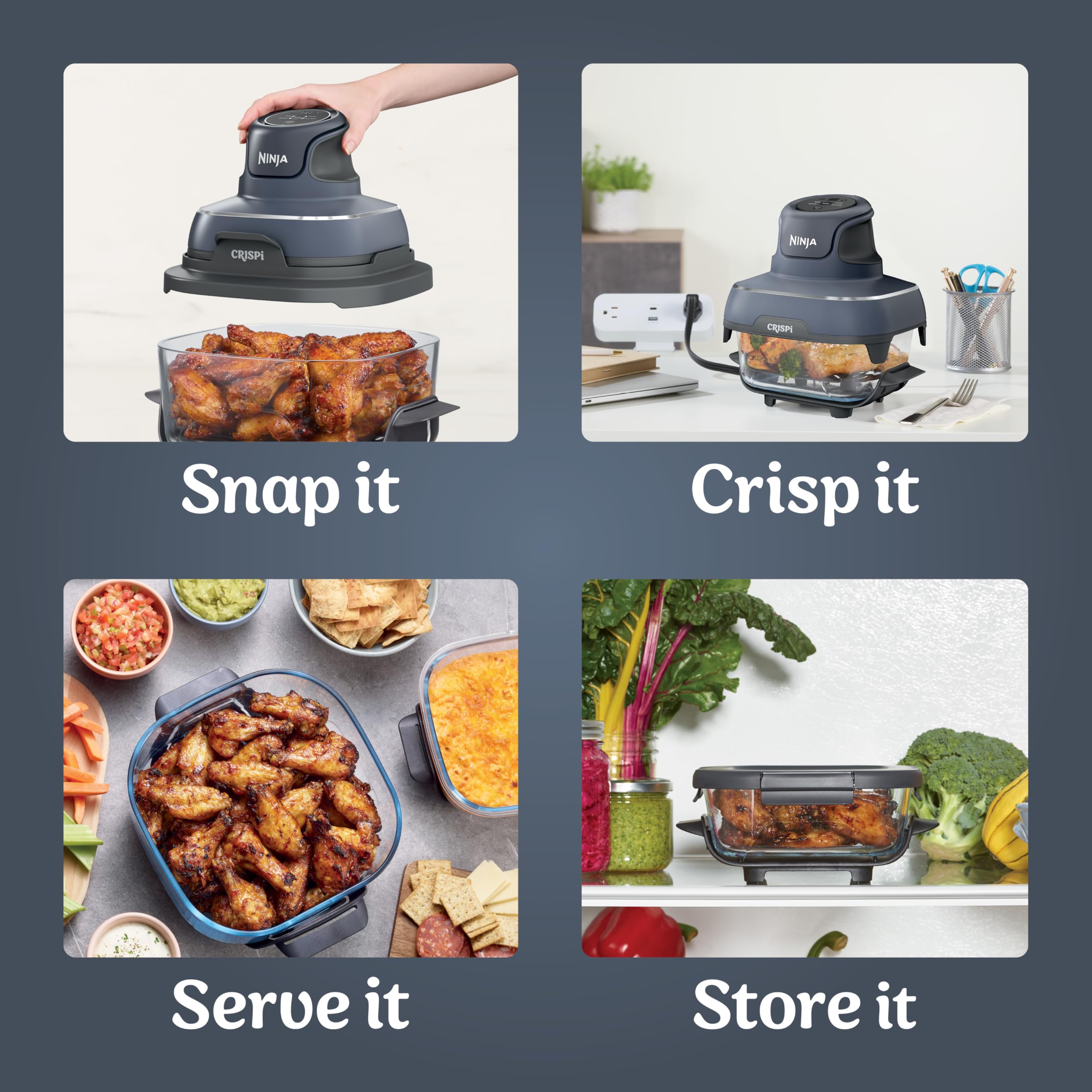 Foto 8 pulgar | Freidora Ninja Crispi Air Fryer Cooking System, Recipientes De Vidrio De 4 Y 1,5 Litros - Venta Internacional.