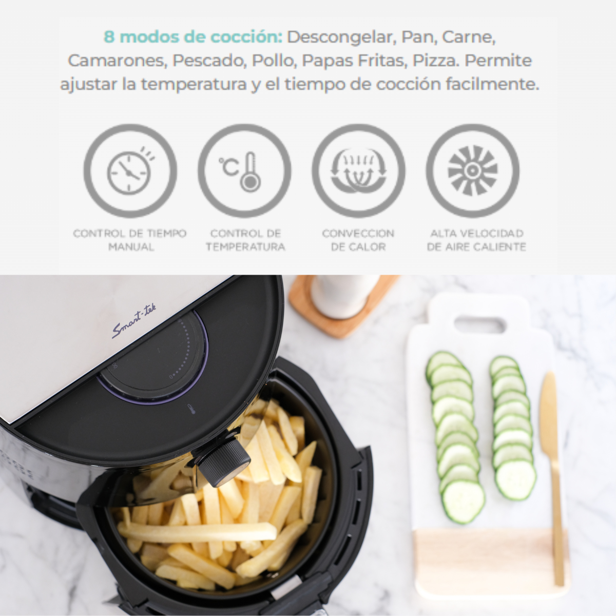 Foto 6 | Freidora de Aire Smart-Tek 3.5L, 8 Modos Recubrimiento Cerámico Bajo en Aceite